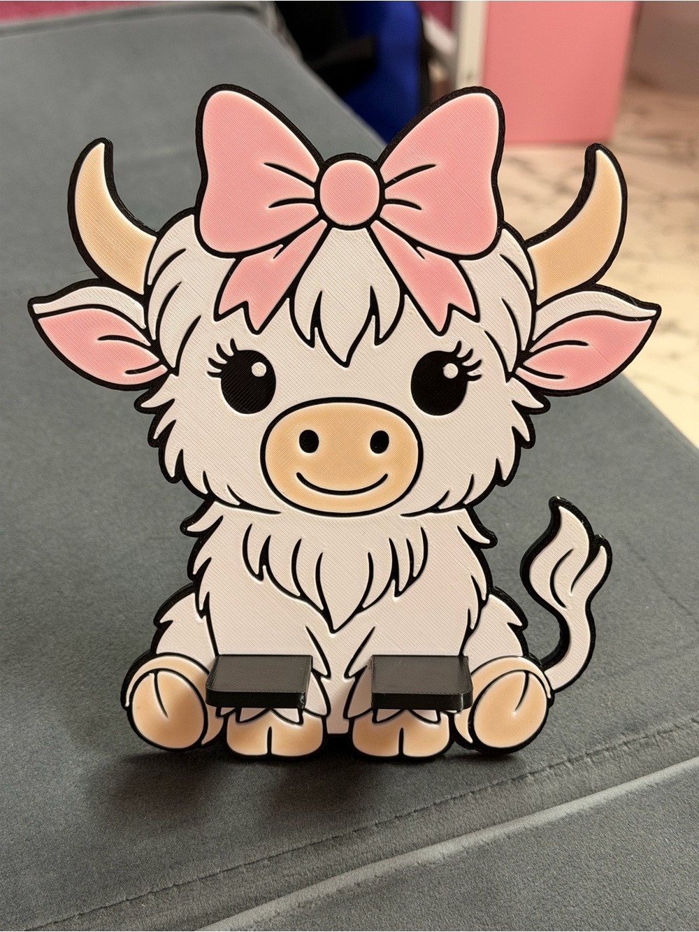 Pink Bow Cow Phone/Tablet Stand - Kids Accessory